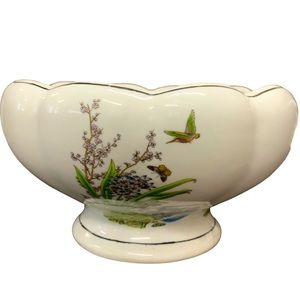 Butterfly, Hummingbird,Pond Scene Ceramic Chinese Pedestal Planter